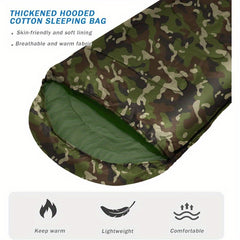 Envelope Camo Sleeping Bag Winter Warm Cotton Bag For Camping