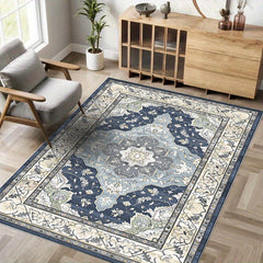 Vintage Boho Area Rug Soft Thickened Floor Mat Non Slip Machine Washable Carpet