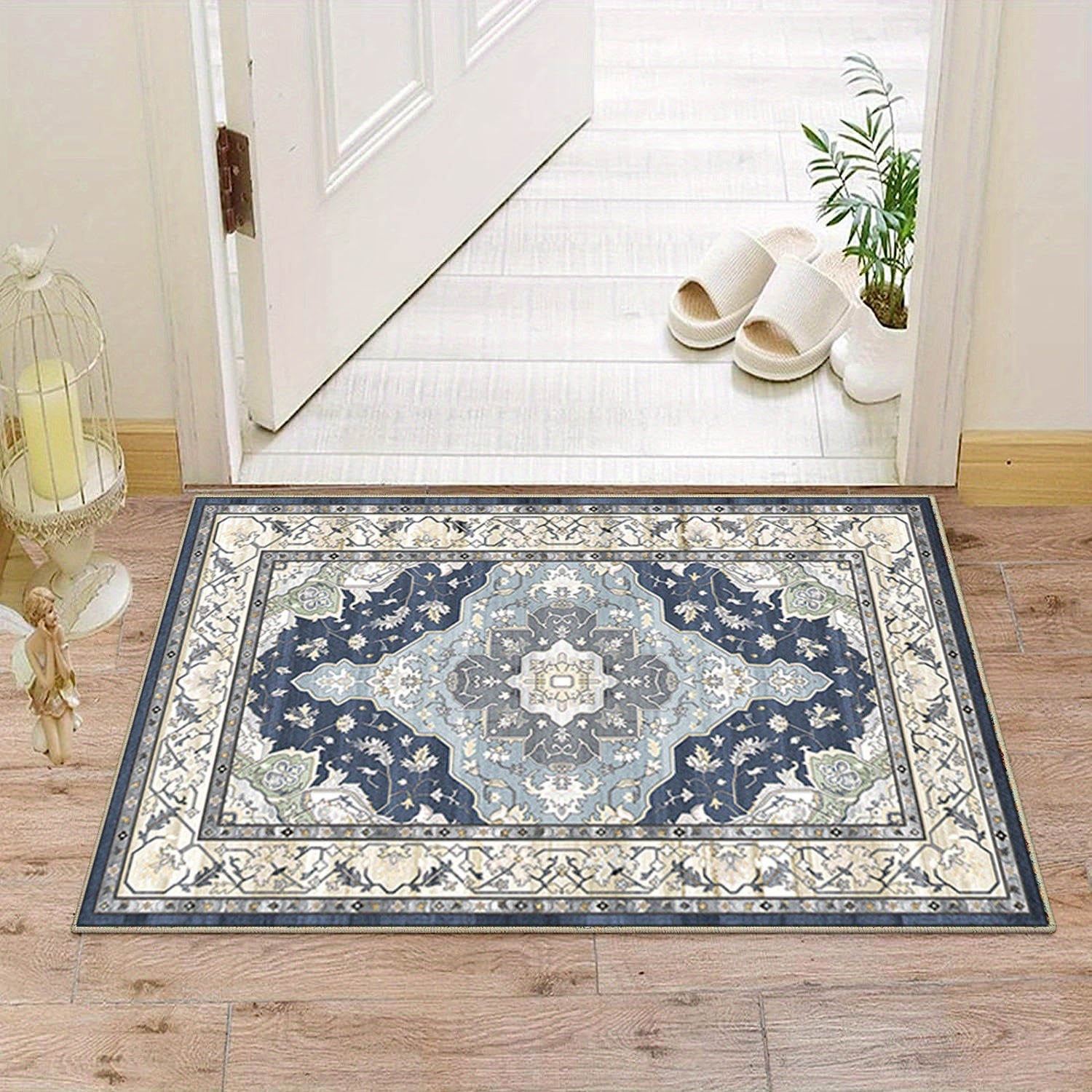 Vintage Boho Area Rug Soft Thickened Floor Mat Non Slip Machine Washable Carpet