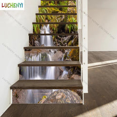 Waterfall Landscape Staircase Sticker Set - DIY Adhesive Stair Decal Mural