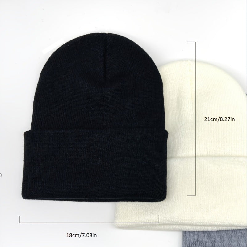 3pcs Winter Beanie Skull Cap Knitted Hat For Men And Women