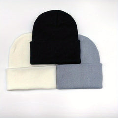 3pcs Winter Beanie Skull Cap Knitted Hat For Men And Women
