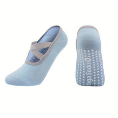 Women's Yoga Socks Non Slip Cross Strap Sports Socks with Extra Grips