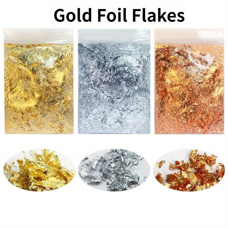 2g Golden Slivery Copper Foil Glitters for Gilding DIY