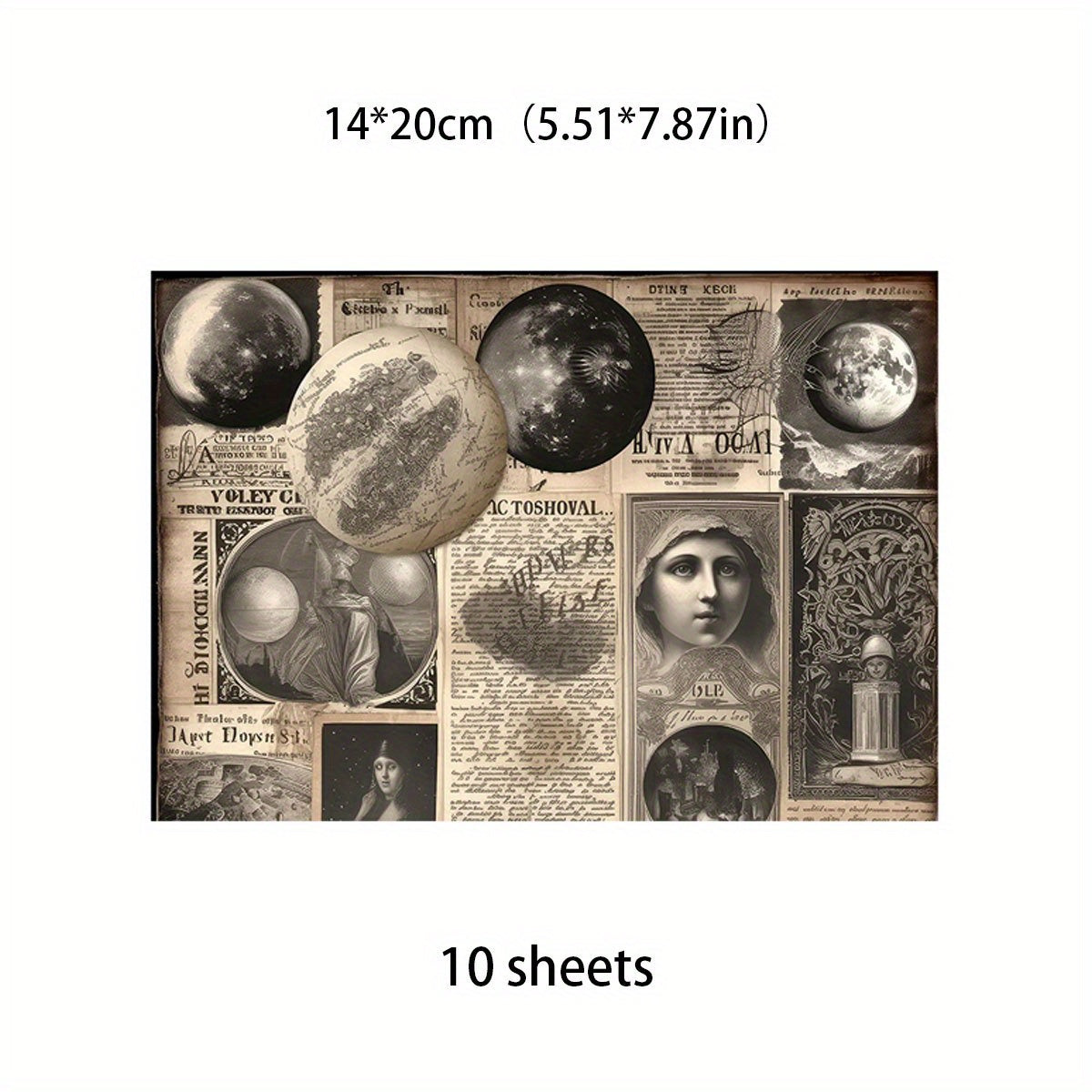 10pcs Large Mysterious Planet Retro Journal Paper for DIY Crafts