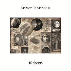 10pcs Large Mysterious Planet Retro Journal Paper for DIY Crafts