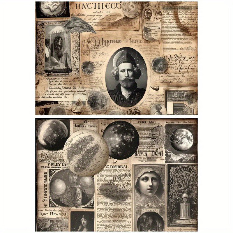 10pcs Large Mysterious Planet Retro Journal Paper for DIY Crafts
