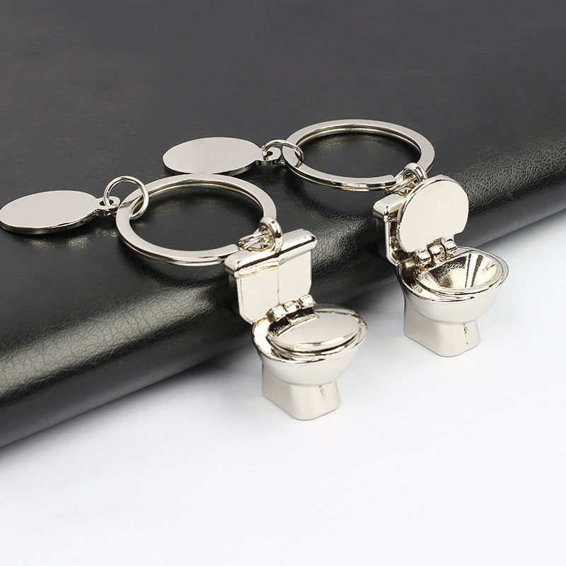 Mini Toilet Shaped Keychain Creative Metal Key Chain Keyring Funny Gift