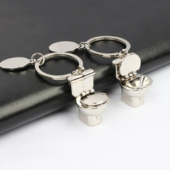 Mini Toilet Shaped Keychain Creative Metal Key Chain Keyring Funny Gift