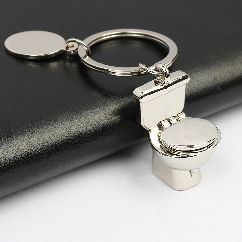 Mini Toilet Shaped Keychain Creative Metal Key Chain Keyring Funny Gift