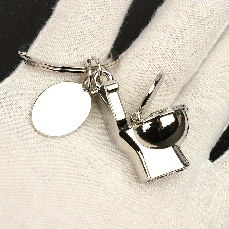 Mini Toilet Shaped Keychain Creative Metal Key Chain Keyring Funny Gift