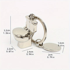 Mini Toilet Shaped Keychain Creative Metal Key Chain Keyring Funny Gift