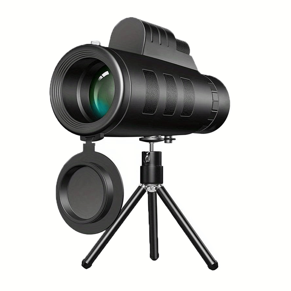 Compact Monocular Telescope with Phone Clip and Tripod