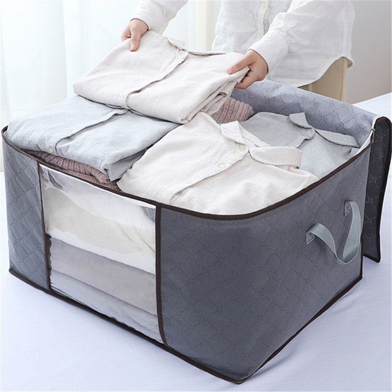 Large Capacity Clothes Storage Bag Thick Fabric Organizer Foldable Clear