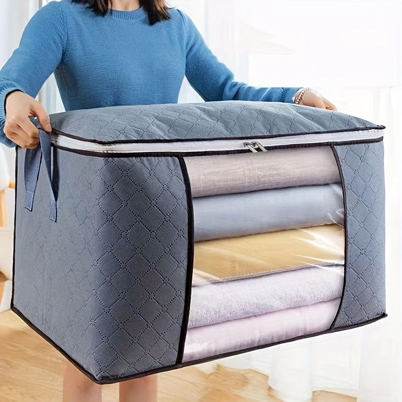 Large Capacity Clothes Storage Bag Thick Fabric Organizer Foldable Clear
