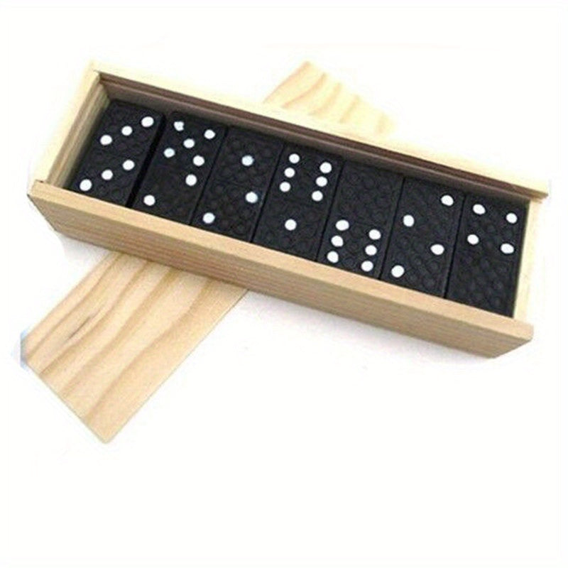 28pcs Dominoes Wooden Box Board Game Teaching Aids