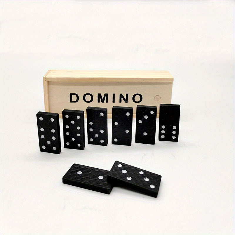 28pcs Dominoes Wooden Box Board Game Teaching Aids
