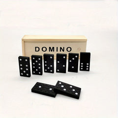 28pcs Dominoes Wooden Box Board Game Teaching Aids