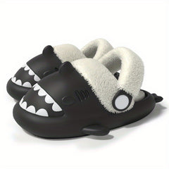Cartoon Shark Fleece House Shoes for Boys Non-Slip Soft Bottom Walking Shoes