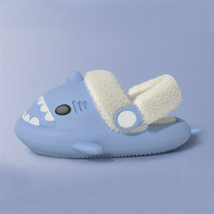 Cartoon Shark Fleece House Shoes for Boys Non-Slip Soft Bottom Walking Shoes