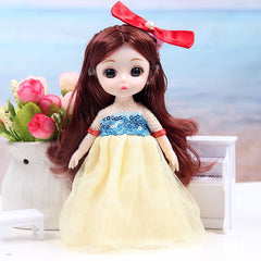 6.69in 13 Joints 3D Eyes Princess Doll Toy Set Christmas Gift