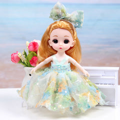 6.69in 13 Joints 3D Eyes Princess Doll Toy Set Christmas Gift