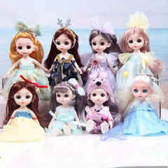 6.69in 13 Joints 3D Eyes Princess Doll Toy Set Christmas Gift