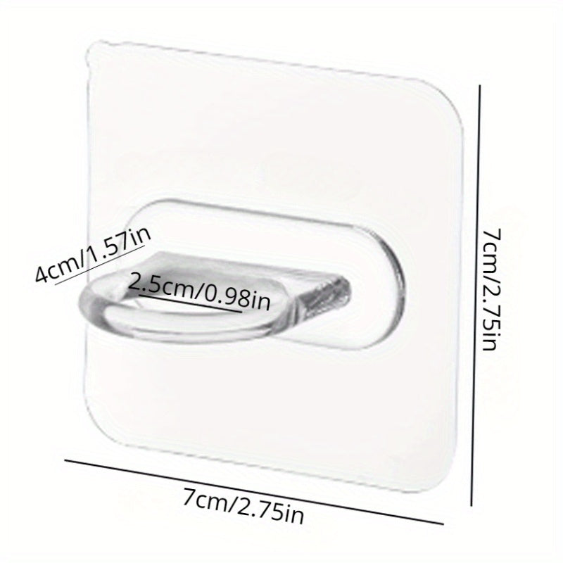 4pcs Reusable Transparent Wall Hooks Waterproof Heavy Duty Self Adhesive Hooks