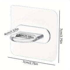 4pcs Reusable Transparent Wall Hooks Waterproof Heavy Duty Self Adhesive Hooks