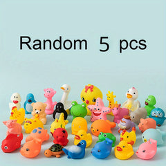 Baby Animals Bath Toys Set Soft Rubber Squeeze Sound Kids Wash Play