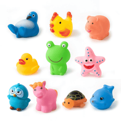 Baby Animals Bath Toys Set Soft Rubber Squeeze Sound Kids Wash Play