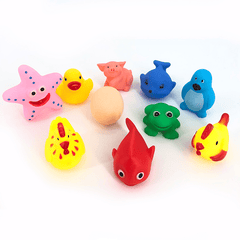 Baby Animals Bath Toys Set Soft Rubber Squeeze Sound Kids Wash Play