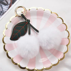 Soft Faux Rabbit Fur Cherry Keychain Bag Charm Pendant