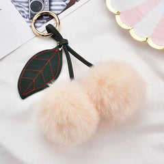 Soft Faux Rabbit Fur Cherry Keychain Bag Charm Pendant