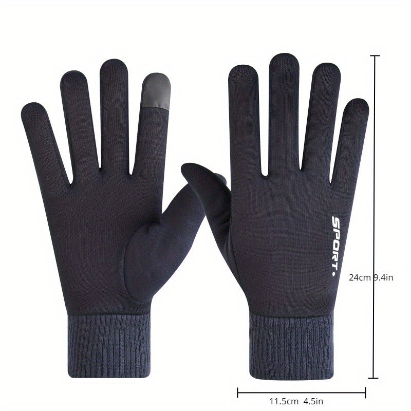 Non-slip Breathable Cycling Gloves Touchscreen Windproof Plush Knitted Gloves