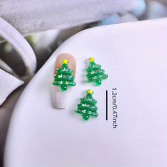 Resin Mini Cartoon Animals Christmas Tree Flat Back Manicure Parts