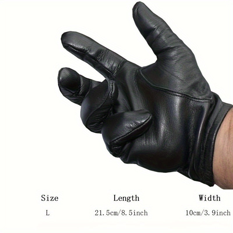 Men's Winter Warm Touch Screen Leather Gloves for Cycling Driving
