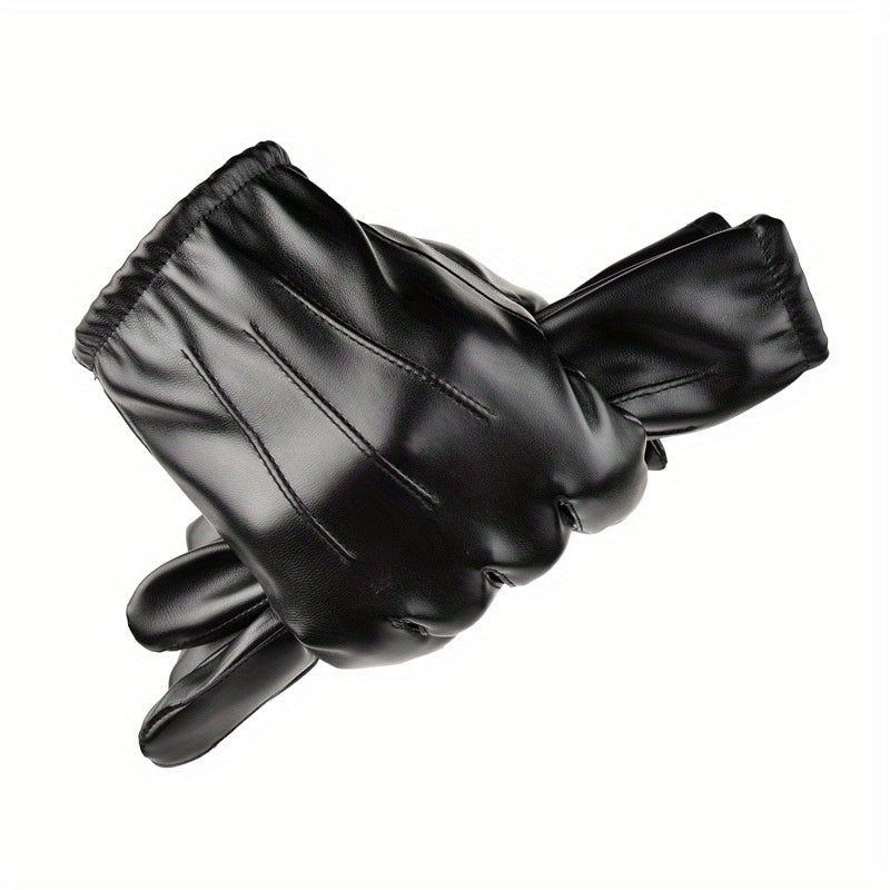 Men's Winter Warm Touch Screen Leather Gloves for Cycling Driving