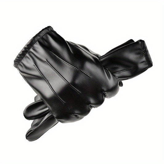 Men's Winter Warm Touch Screen Leather Gloves for Cycling Driving