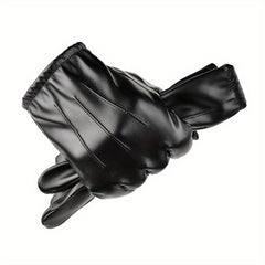 Men's Winter Warm Touch Screen Leather Gloves for Cycling Driving