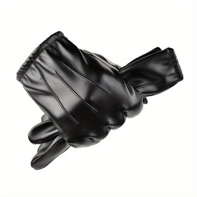 Men's Winter Warm Touch Screen Leather Gloves for Cycling Driving
