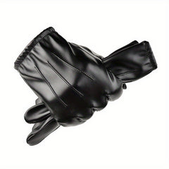 Men's Winter Warm Touch Screen Leather Gloves for Cycling Driving