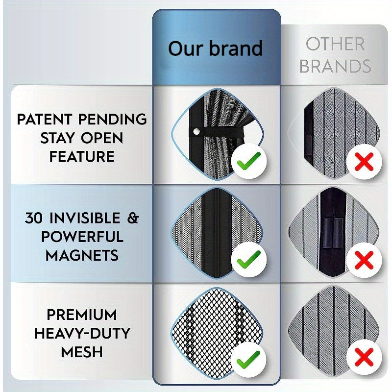 Magnetic Screen Door Heavy Duty Mesh Keeps Bugs Out