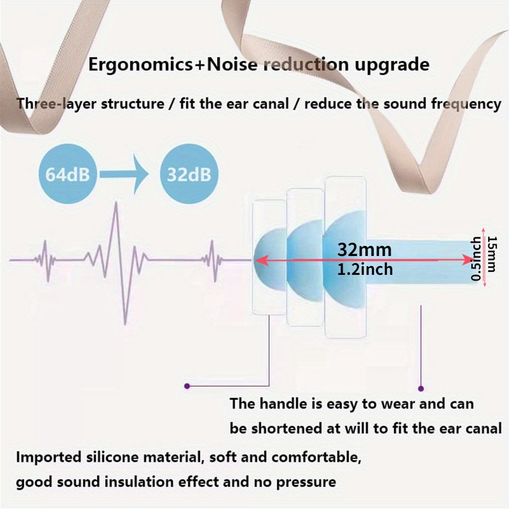 Soft Noise Cancelling Earplugs for Sleeping and Swimming