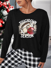 Leopard Rugby Print Plus Size Lounge Top
