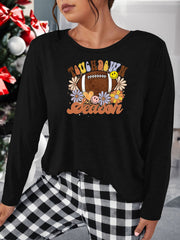 Floral Print Lounge Top Long Sleeve Stretch Sleepwear Tee