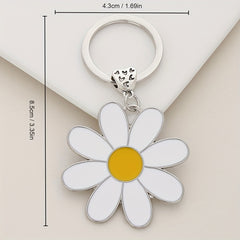 Daisy Flower Keychain Metal Keychain Ring Wallet Bag Backpack Charm