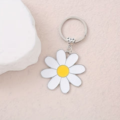 Daisy Flower Keychain Metal Keychain Ring Wallet Bag Backpack Charm