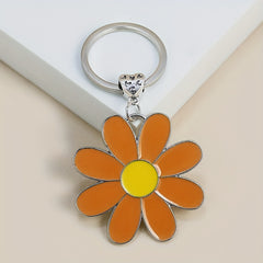 Daisy Flower Keychain Metal Keychain Ring Wallet Bag Backpack Charm