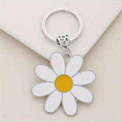 Daisy Flower Keychain Metal Keychain Ring Wallet Bag Backpack Charm